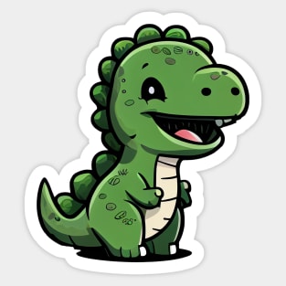 Happy Green Dinosaur Sticker